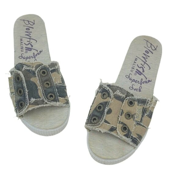 Blowfish Shoes - Blowfish Fresco Olive Washed Camo Slides Size 6.5